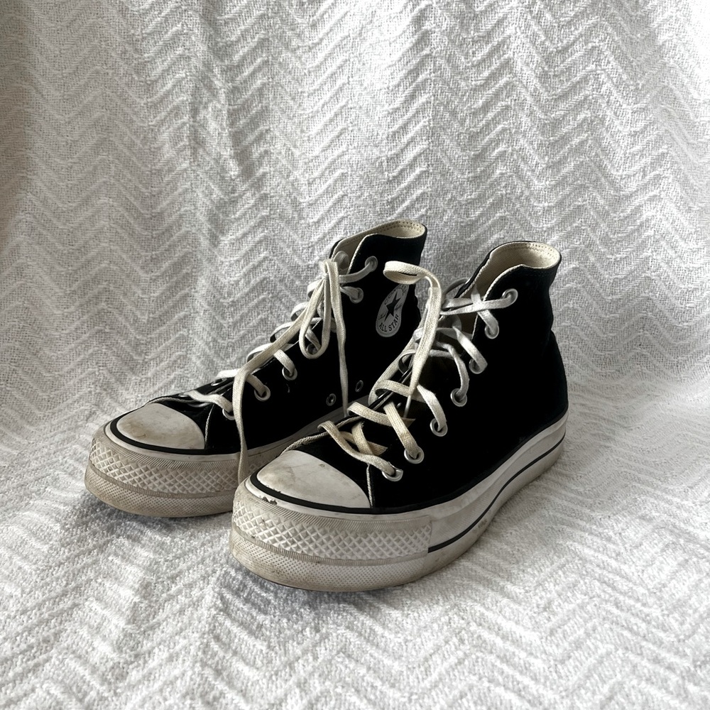 Platform black high top converse